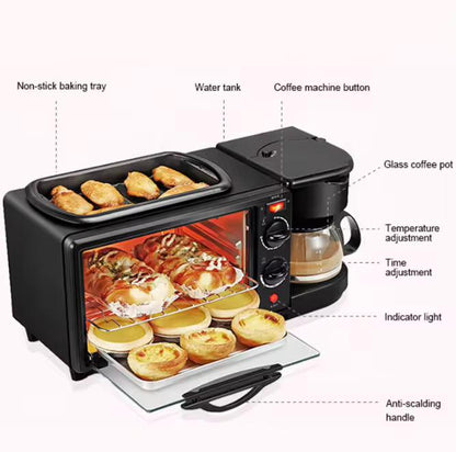 Appareil Multifonction 3-en-1 : Four, Grille-Pain & Machine à Café