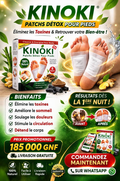 Kinoki – Patchs Détox pour les Pieds | Éliminez les Toxines Pendant votre Sommeil !