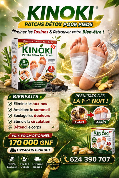 Kinoki – Patchs Détox pour les Pieds | Éliminez les Toxines Pendant votre Sommeil !